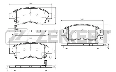 ZEKKERT BS2802 Колодки торм.передние Toyota Camry (V10, V20) 91-, Corolla (E90, E100, E110) 91-, Rav 4 (A10) 95-