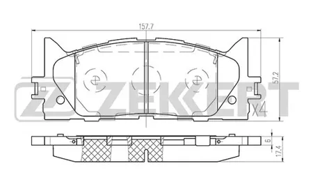 ZEKKERT BS2804 Колодки торм.передние Lexus ES 250,350 (V40, V60) 06-, Toyota Aurion (V50) 12-, Camry (V40,V50) 06-