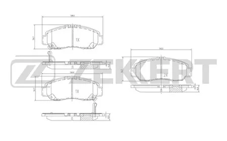 ZEKKERT BS2807 Колодки торм.передние Honda Civic VII-IX 00-, Crossroad 07-, FR-V 04-, Stream 00-