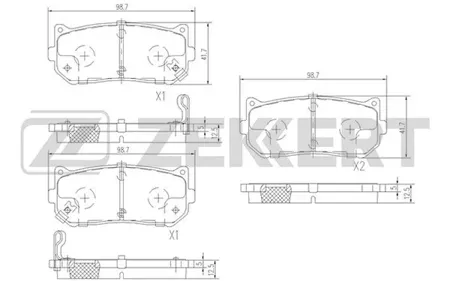 ZEKKERT BS2809 Колодки торм.задние Kia Carens I-II 00-, Clarus 98-, Cerato 04-, Shuma I-II 97-, Sephia 95-