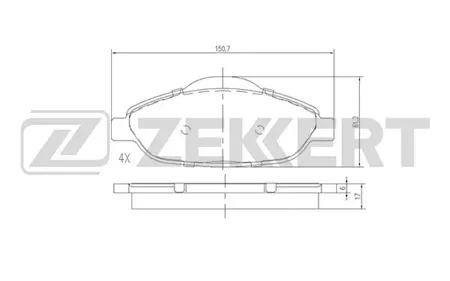 ZEKKERT BS2825 Колодки торм.передние Peugeot 3008 09-, Peugeot 308 07-