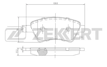 ZEKKERT BS2826 Колодки торм.передние Renault Grand Scenic II 04-, Kangoo 01-, Megane II 03-, Scenic II 03-