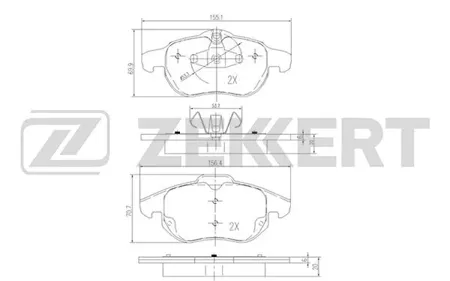 ZEKKERT BS2829 Колодки торм.передние Fiat Croma (194) 05-, Opel Astra H III 05-, Signum 03-, Vectra C III 02-, Zafira B II 06-