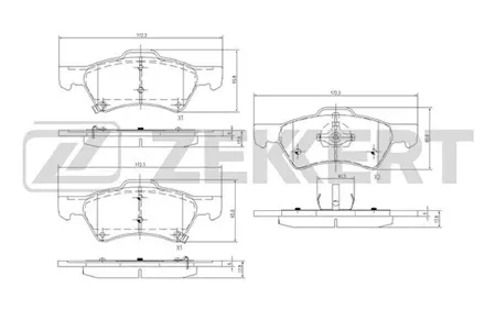 ZEKKERT BS2839 Колодки торм.передние Chrysler Voyager IV 00-, Dodge Caravan IV 01-