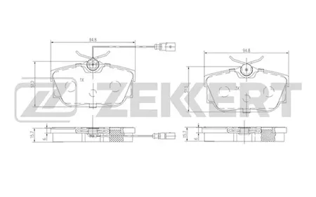 ZEKKERT BS2845 Колодки торм.задние с датчиком VW TranSporter IV 90-
