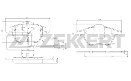 ZEKKERT BS2847 Колодки торм.передние с датчиком Ford Galaxy I-II 95-, Seat Alha Mercedes ra 96-, VW Sharan 95-