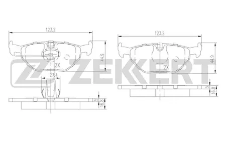 ZEKKERT BS2850 Колодки торм.задние BMW 5 (E39) 95-, Alpina B10 (E39) 96-