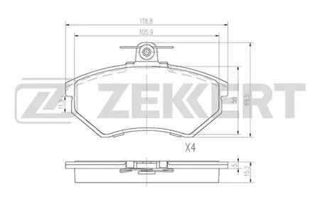 ZEKKERT BS2862 Колодки торм.передние Seat Ibiza II 93-, VW Caddy II 95-, Golf II-IV 96-, Jetta II 88-, Passat II-IV 84-, Polo III 99-