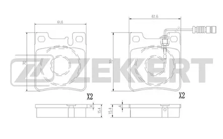 ZEKKERT BS2873 Колодки торм.задние Mercedes C-Class (203) 01-, C-Class (202) 01-, CLK (A208,A209) 98-, CLK (C208,C209) 97-, SLK (R170,R171) 01-