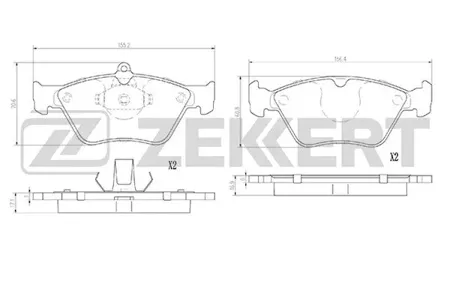 ZEKKERT BS2877 Колодки торм.передние Opel Calibra A 93-, Omega B II 94-, Vectra A 93-, Saab 900 (YS3D) 93-