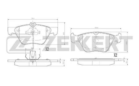 ZEKKERT BS2881 Колодки торм.передние Chrysler Crossfire 03-, Mercedes CLK (208) 97-, E-Class (210) 95-, S-Class (W220) 03-, SLK (R170) 00-