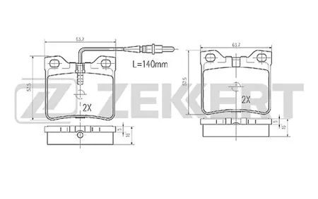 ZEKKERT BS2890 Колодки торм.задние с датчиком Mercedes V-Class (6382) 96-, Vito (638) 96-