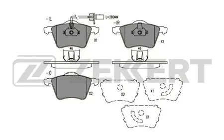 ZEKKERT BS2925 Колодки торм.передние с датчиком Ford Galaxy 01-, Seat Alha Mercedes ra 96-, VW Sharan 95-