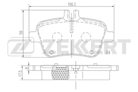 ZEKKERT BS2949 Колодки торм.задние Mercedes A-Class (W176) 12-, B-Class (W246) 11-, CLA (C117) 13-, GLA (X156) 13-, CLS (R172) 16-, SLK (R172) 11-