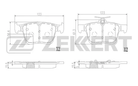 ZEKKERT BS2952 Колодки торм.задние VW Golf VII 12-, Audi A3 IV 12-, TT III 14-, Skoda Karoq (NU7) 17-, Seat Leon III 12-