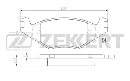 ZEKKERT BS2986 Колодки торм.передние Seat Cordoba 95-, Ibiza II 93-, VW Golf II 83-, Jetta II 84-, Passat I-II 73-, Polo II 85-