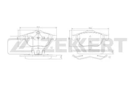 ZEKKERT BS3044 Колодки торм.передние Renault Espace IV 02-, Laguna II 01-, Scenic 00-, Renault Vel Satis 02-