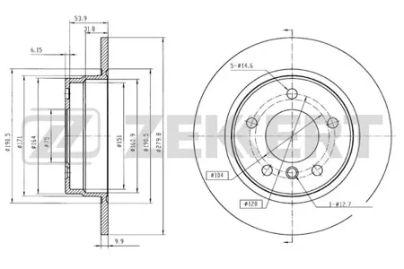ZEKKERT BS5002 Диск торм.задний BMW 3 (E36, E46) 90-
