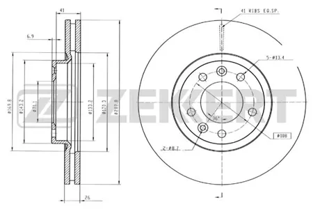 ZEKKERT BS5038 Диск торм. перед. Peugeot 407 04-, 508 10-, 607 01-
