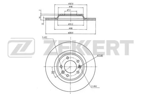 ZEKKERT BS5039 Диск торм.задний Citroen C5 III 08-, Peugeot 407 04-, 508 10-