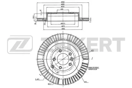 ZEKKERT BS5046 Диск торм.задний Land Rover Discovery IV 09-, Range Rover Sport (LS) 05-, III (LM) 05-