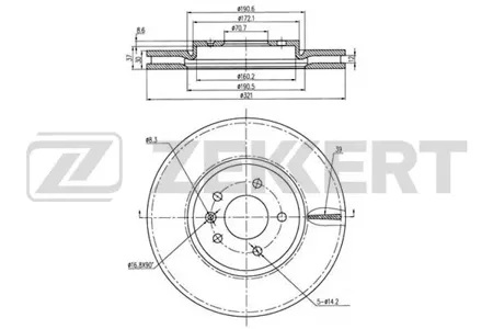 ZEKKERT BS5049 Диск торм. перед. Opel Astra J 11-, Zafira C 11-