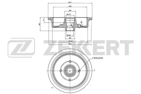 ZEKKERT BS5065 Барабан тормозной . задн. Audi 80, 90 86-