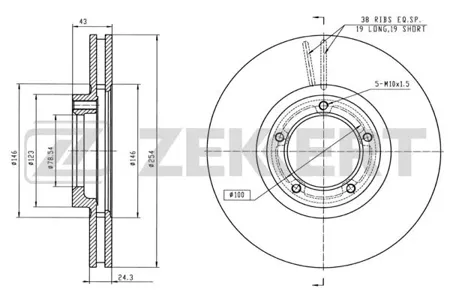 ZEKKERT BS5067 Диск торм. перед. Ford Transit III-V 88-, Torneo I 94-