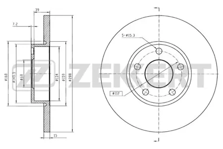 ZEKKERT BS5078 Диск торм. перед. Audi 100 90-, A4 I, II 94-, A6 I 94-