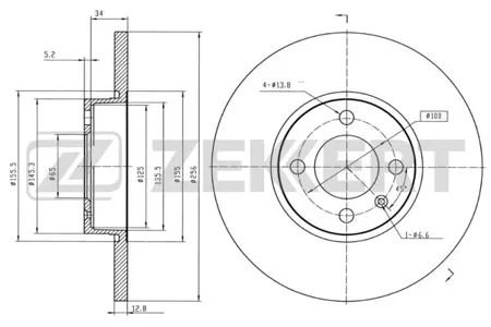 ZEKKERT BS5089 Диск торм. перед. Seat Toledo I 95-, VW Golf III, IV 91-, Caddy II 95-, Passat III-V 88-, Chery Eastar (B11) 03-
