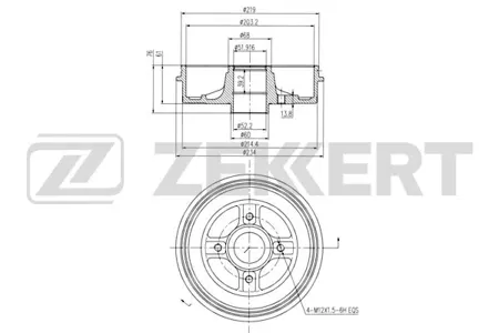 ZEKKERT BS5090 Барабан тормозной . задн. Renault Clio I, II 98-, Logan (LS, KS) 04-, Megane 96- (замена для BS-5518)