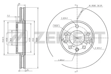 ZEKKERT BS5099 Диск торм. перед. Opel Vectra B 95-, Saab 900 II 93-, 9-3 (YS3D) 98-, 9-5 (YS3E) 97-