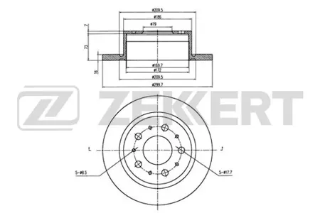 ZEKKERT BS5111 Диск торм.задний Citroen Jumper (250) 06-, Fiat Ducato (250, 290) 06-, Peugeot Boxer (250) 06-