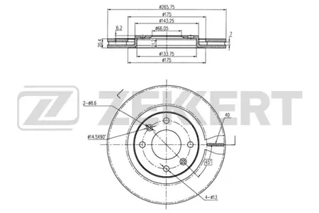 ZEKKERT BS5113 Диск торм. перед. Citroen Berlingo I 96-, Xsara 97-, Peugeot 206, 306, 405 82-, Peugeot Partner I 96-