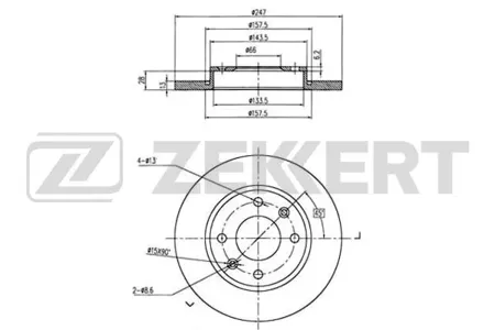 ZEKKERT BS5117 Диск торм. перед. Citroen Xsara 97-, Peugeot 206, 306 93-