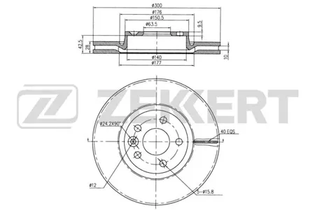 ZEKKERT BS5125 Диск торм. перед. Ford Galaxy II 06-, Mondeo IV 07-, Land Rover Freelander 2 06-, Volvo S60 II 10-