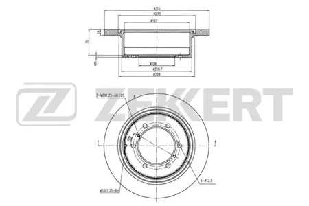 ZEKKERT BS5137 Диск торм.задний Mitsubishi L400 I 95-, Pajero II 90-, Pajero Sport 98-