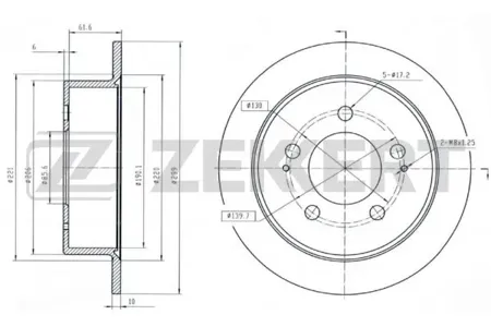 ZEKKERT BS5148 Диск торм.задний SsangYong Actyon 05-, Kyron 05-