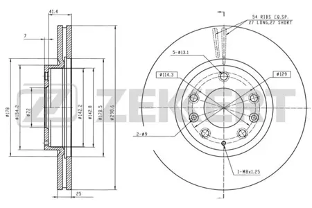 ZEKKERT BS5162 Диск торм. перед. Mazda 6 II 07-, Faw Besturn X80 13-