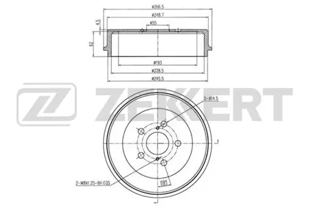 ZEKKERT BS5167 Барабан тормозной . задн. Toyota Avensis (T220) 97-