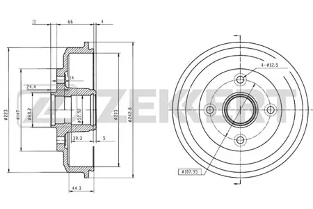 ZEKKERT BS5170 Барабан тормозной . задн. Ford Focus I 98-