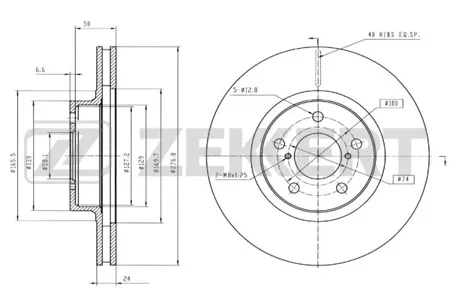 ZEKKERT BS5181 Диск торм. перед. Subaru Forester (SF, SG, SH) 97-, Impreza (GD, GG, GR) 94-, Legacy (BC, BD, BG, BE, BH) 92-