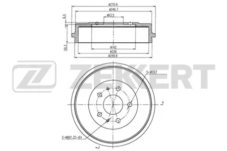ZEKKERT BS5186 Барабан тормозной . задн. Ford Focus II 04-