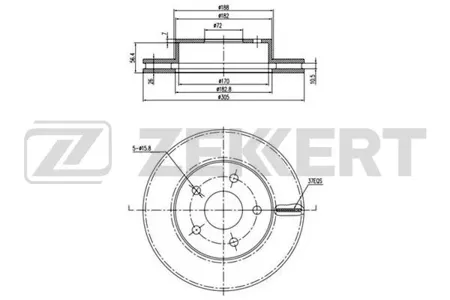 ZEKKERT BS5192 Диск торм. перед. Jeep Cherokee II 95-, Grand Cherokee II 99-