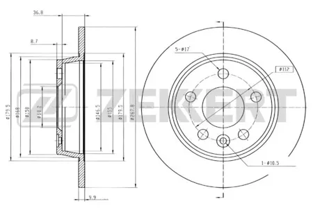 ZEKKERT BS5197 Диск торм.задний Ford Galaxy I 95-, Seat Alha Mercedes ra I 96-, VW Sharan I 95-