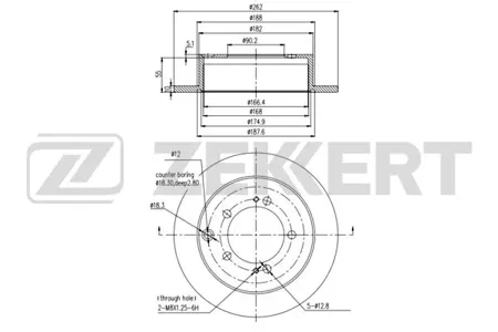 ZEKKERT BS5224 Диск торм.задний Mitsubishi Lancer VII 03-, Outlander 06-, Space Runner II 99-
