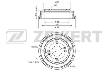ZEKKERT BS5228 Барабан тормозной . задн. Hyundai Getz 02-