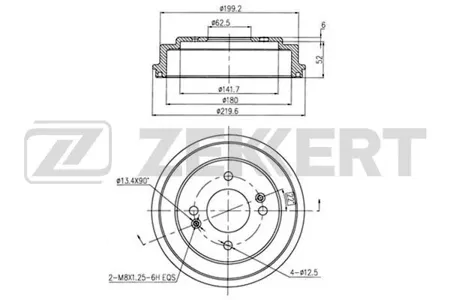 ZEKKERT BS5236 Барабан тормозной . задн. Kia Picanto I 04-