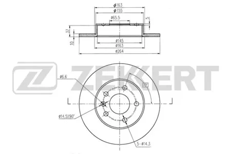 ZEKKERT BS5246 Диск торм.задний Opel Astra G, H 98-, Zafira A, B 99-, Meriva A, B 03-