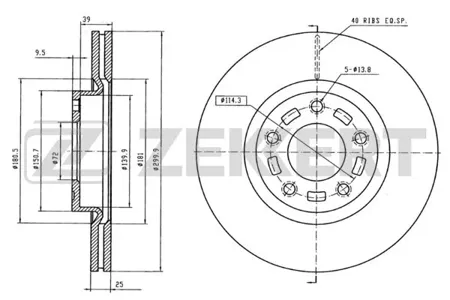 ZEKKERT BS5253 Диск торм. перед. Mazda 3 I, II 03-, 5 I, II 05-